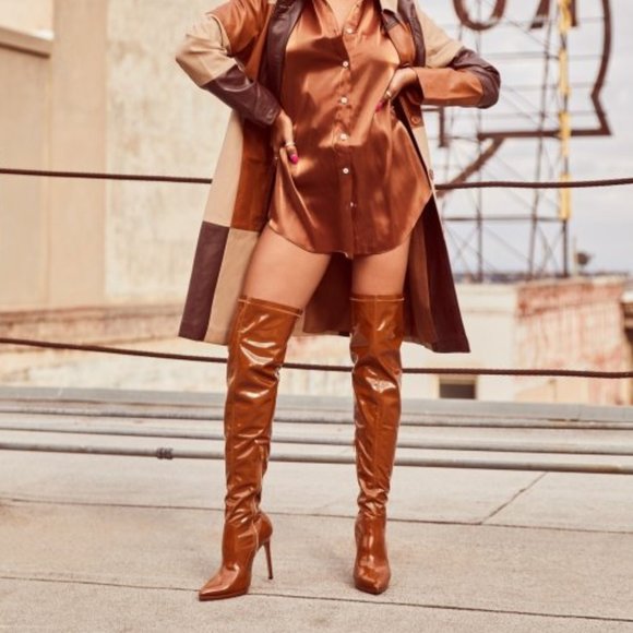 🆕 Over The Knee Stiletto Boot in Camel 9 - Picture 6 of 7